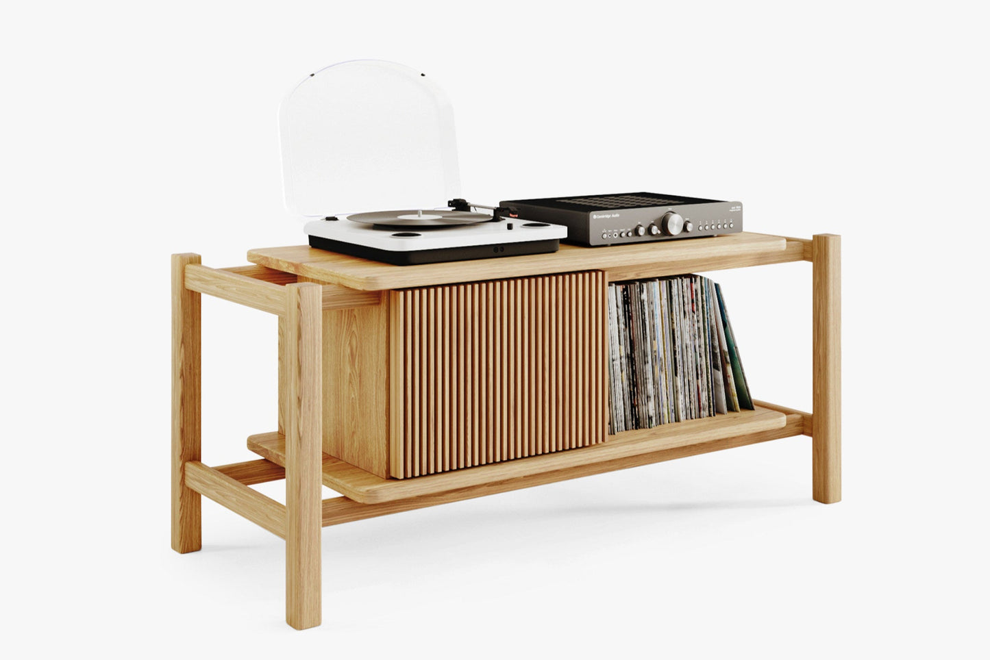 Solid oak media console_No.06