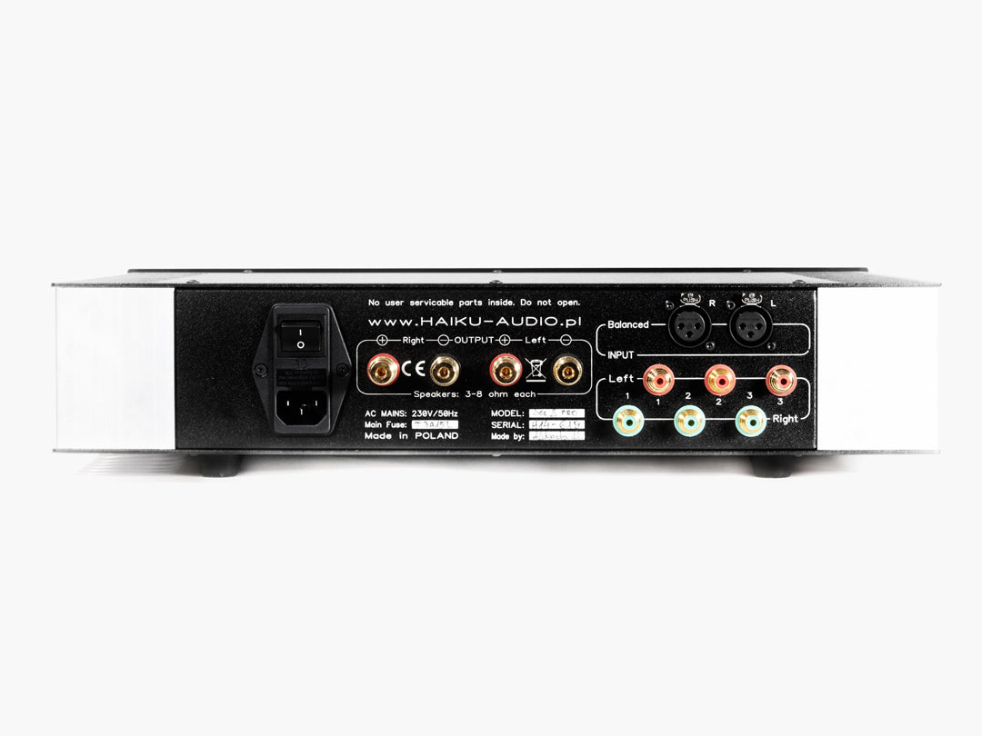 Integrated transistor hifi audiophile amplifier Kunsst SOL II PRO by Haiku Audio -back view