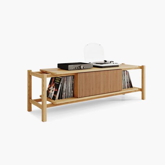Solid oak media console_No.06